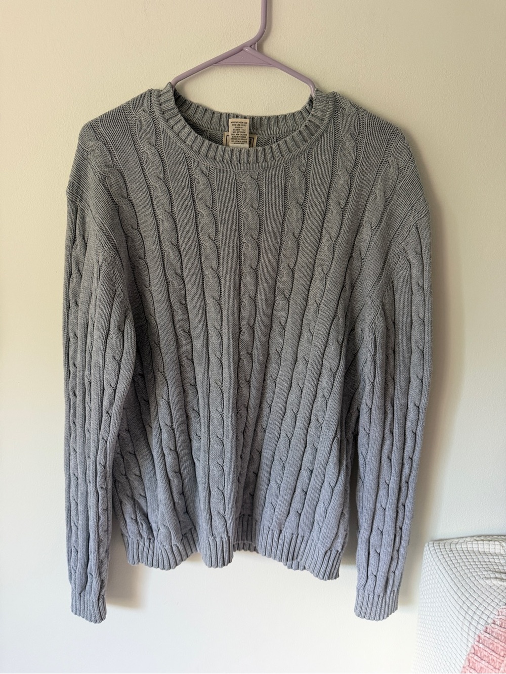 L.L. Bean Men's Cable-Knit Crewneck Sweater - Gray